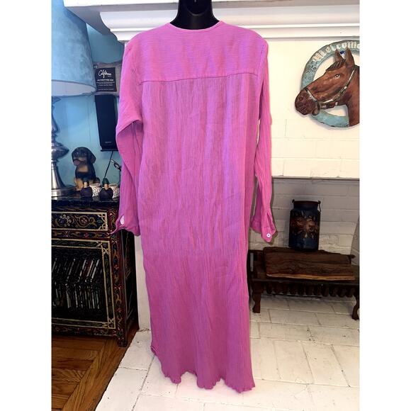 MILLE RESORT & TRAVEL JASMINE ORCHID GAUZE MIDI DRESS L - Picture 5 of 10